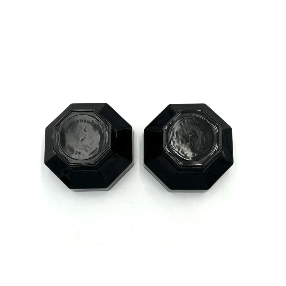 Vtg Arcoroc France Octime Black Tempered‎ Glass Candlestick Holders Taper Votive